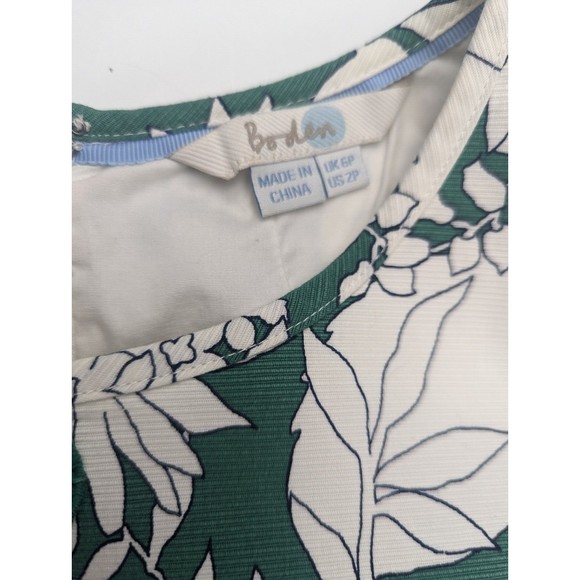 Boden Sheath Dress Crew Neck Embroidery Details White Green Floral size 2P - Picture 5 of 9